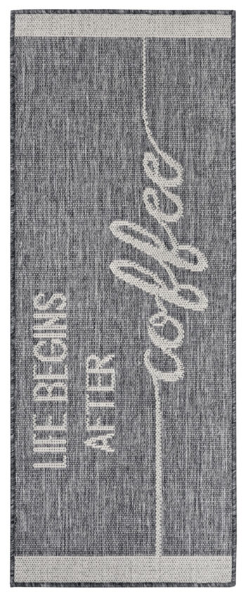 Hanse Home, Behúň Cucina Life Begins After Coffee 105627 Grey Cream, 62x150, šedá, kuchyňa
