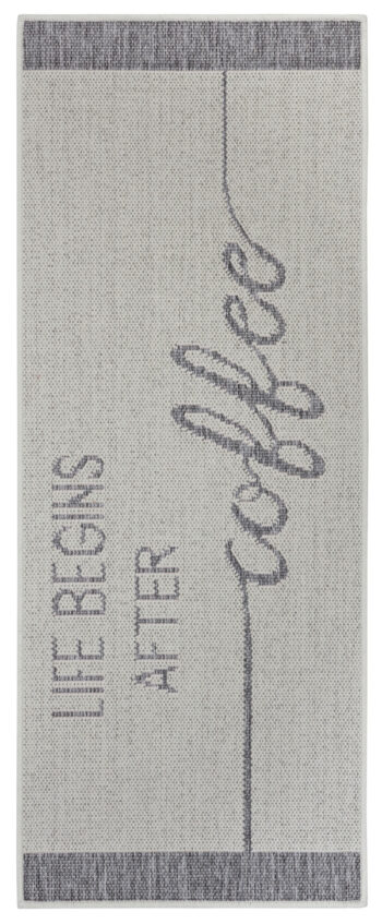 Hanse Home, Behúň Cucina Life Begins After Coffee 105628 Cream Grey, 92x150, biela, kuchyňa