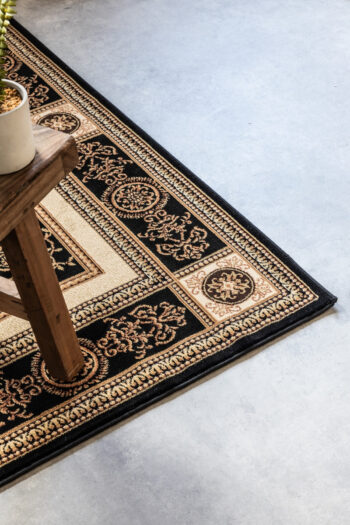 Hanse Home, Behúň Herat 105989 Black Cream, 80x240, čierna, chodba / predsieň