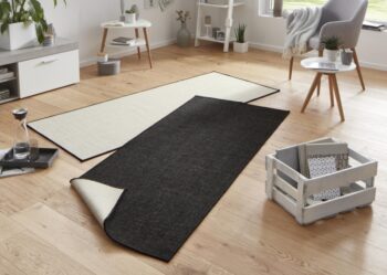 Hanse Home, Behúň Twin-Wendeteppiche 103096 black cream – na von aj na doma, 80x350, čierna, chodba / predsieň