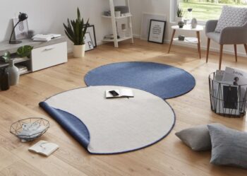 Hanse Home, DOPREDAJ: 200x200 (priemer) kruh cm Kusový koberec Twin-Wendeteppiche 103100 blue cream kruh - na von aj na doma, 200x200 (priemer) kruh, modrá, chodba / predsieň