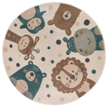 Hanse Home, Detský koberček Adventures 105968 Cream Brown Blue kruh, 140x140 (priemer) kruh, viacfarebná, detská izba
