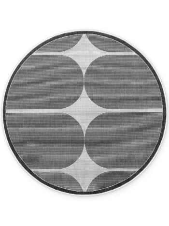 Hanse Home, Kusový koberec Duet Bowen 106244 Black/White kruh - na von aj na doma, 160x160, čiernobiela, chodba / predsieň