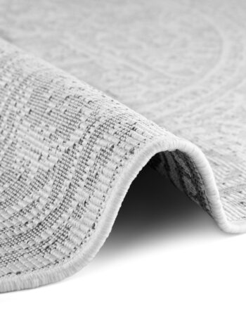Hanse Home, Kusový koberec Duet Kona 106249 White/Gray kruh - na von aj na doma, 160x160, šedá, chodba / predsieň