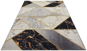 Hanse Home, Kusový koberec Flair 105610 Noble Black Grey Gold – na von aj na doma, 240x340, žltá, chodba / predsieň