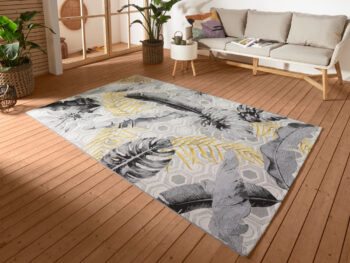 Hanse Home, Kusový koberec Flair 105612 Gold Leaves Multicolored – na von aj na doma, 240x340, žltá, chodba / predsieň