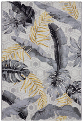 Hanse Home, Kusový koberec Flair 105612 Gold Leaves Multicolored – na von aj na doma, 240x340, žltá, chodba / predsieň
