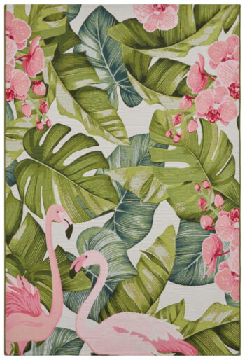 Hanse Home, Kusový koberec Flair 105614 Tropical Flamingo Multicolored – na von aj na doma, 240x340, viacfarebná, chodba / predsieň