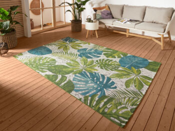 Hanse Home, Kusový koberec Flair 105617 Tropical Leaves Turqouise Green – na von aj na doma, 80x165, viacfarebná, chodba / predsieň
