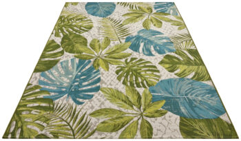 Hanse Home, Kusový koberec Flair 105617 Tropical Leaves Turqouise Green – na von aj na doma, 80x165, viacfarebná, chodba / predsieň