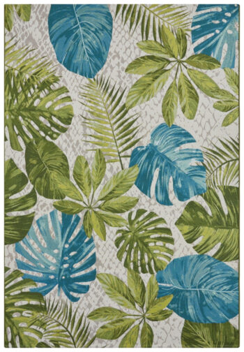 Hanse Home, Kusový koberec Flair 105617 Tropical Leaves Turqouise Green – na von aj na doma, 80x165, viacfarebná, chodba / predsieň