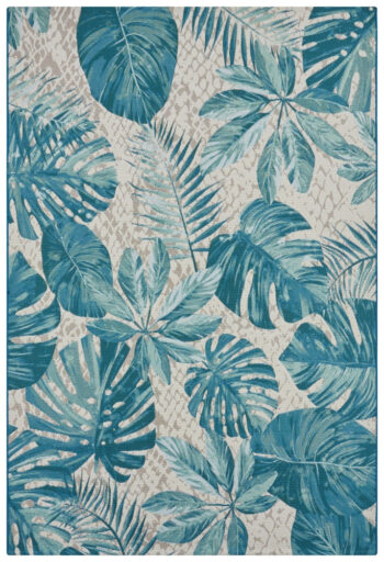 Hanse Home, Kusový koberec Flair 105618 Tropical Leaves Turqouise – na von aj na doma, 120x180, modrá, chodba / predsieň