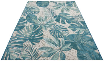 Hanse Home, Kusový koberec Flair 105618 Tropical Leaves Turqouise – na von aj na doma, 80x165, modrá, chodba / predsieň