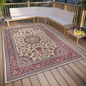Hanse Home, Kusový koberec Flair 105714 Cream Red – na von aj na doma, 240x340, červená, chodba / predsieň