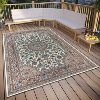 Hanse Home, Kusový koberec Flair 105718 Cream Beige – na von aj na doma, 240x340, modrá, chodba / predsieň