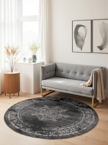 Hanse Home, Kusový koberec Gloria Lydia 106253 Grey kruh, 160x160, šedá, chodba / predsieň