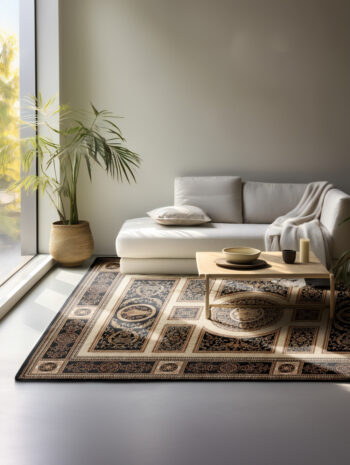 Hanse Home, Kusový koberec Herat 105989 Black Cream, 120x170, čierna, chodba / predsieň