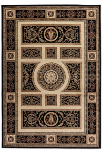 Hanse Home, Kusový koberec Herat 105989 Black Cream, 200x280, čierna, chodba / predsieň