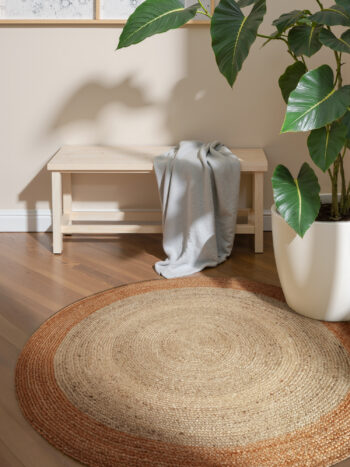 Hanse Home, Kusový koberec Jutta 106225 Natur Ivory/Gold kruh, 240x240, béžová, chodba / predsieň