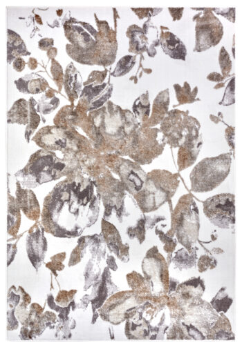 Hanse Home, Kusový koberec Shine 105922 Floral White Grey Brown, 120x170, hnedá, obývacia izba