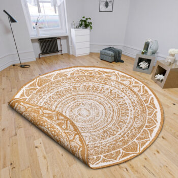 Hanse Home, Kusový koberec Twin Supreme 105799 Ochre kruh – na von aj na doma, 140x140 (priemer) kruh, žltá, chodba / predsieň