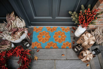 Hanse Home, Rohožka Flowers 105928 - na von aj na doma, 45x75, modrá, chodba / predsieň