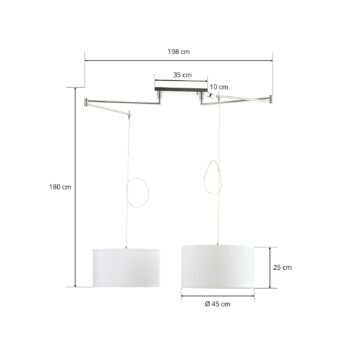 Helestra Certo závesná lampa valec 2-pl., biela