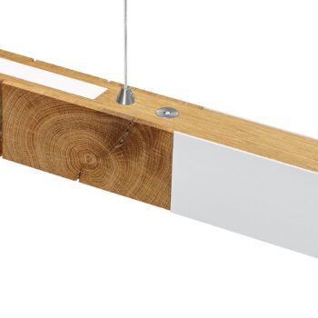 HerzBlut LED závesná lampa Lana del bianco, drevo, stmievateľná