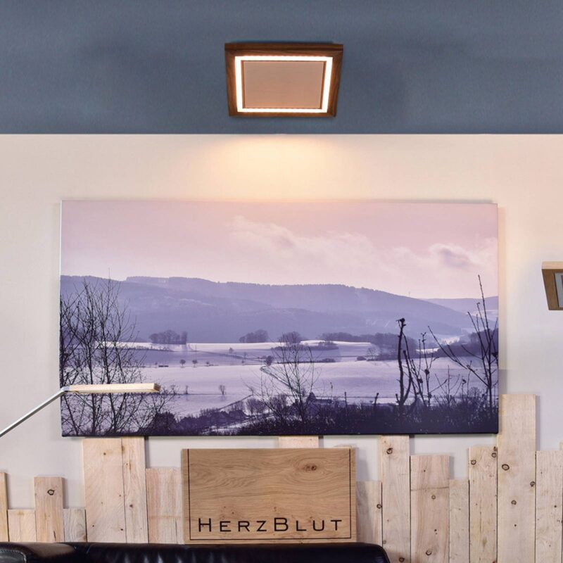 HerzBlut Otto O stropné svietidlo štvorec orech HerzBlut Otto O stropné svietidlo štvorec orech