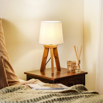 HerzBlut Tre stolná lampa, olejovaný dub, 42 cm