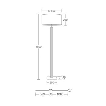 HerzBlut stojacia lampa Karl K, okrúhla, drevo, biela, 160 cm, E27
