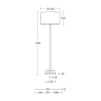 HerzBlut stojacia lampa Titos, drevo, biela, výška 160 cm, E27