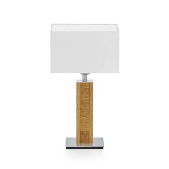 HerzBlut stolová lampa Karl K, hranatá, drevo, biela, 44 cm, E27