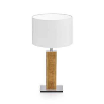 HerzBlut stolová lampa Karl K, okrúhla, drevo, biela, 44 cm, E27