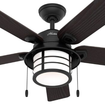 Hunter Santorini ventilátor, svetlo, drevo/čierna