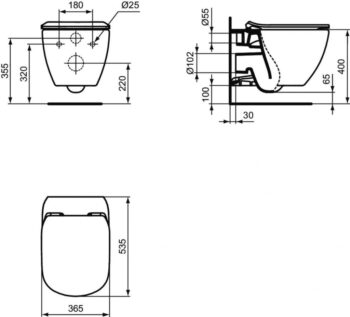 IDEAL STANDARD - Tesi Závesné WC s doskou SoftClose, AquaBlade, biela T354601