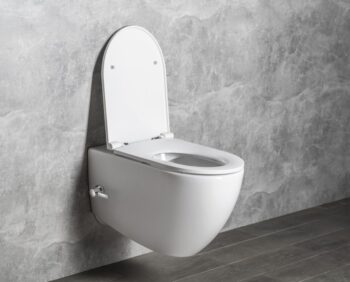 ISVEA - INFINITY CLEANWASH závesná WC misa, integrovaný ventil a bidetová spŕška, Rimless, 36,5x53cm, biela 10NFS1001I