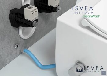 ISVEA - INFINITY CLEANWASH závesná WC misa, integrovaný ventil a bidetová spŕška, Rimless, 36,5x53cm, biela 10NFS1001I