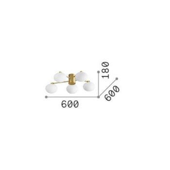 Ideal Lux Hermes stropné svietidlo, biele, 60 cm, 5 svetiel, sklo