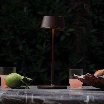 Ideal Lux LED dobíjacia vonkajšia stolová lampa Pure brown metal 32 cm
