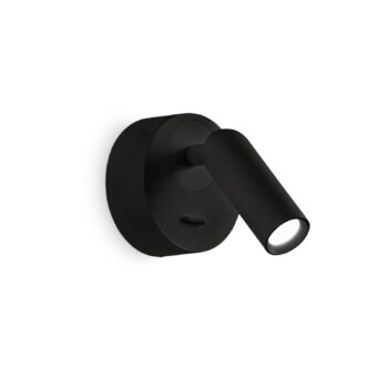 Ideal Lux LED nástenné svietidlo Bean, Ø 7 cm, čierna kov/sklo