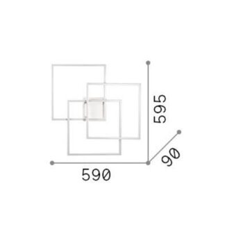 Ideal Lux LED nástenné svietidlo Frame black 3-light 59 x 59,5 cm