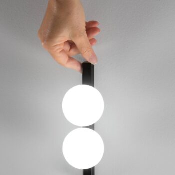 Ideal Lux LED stolová lampa Ping Pong čierna 2 svetlá sklo kov