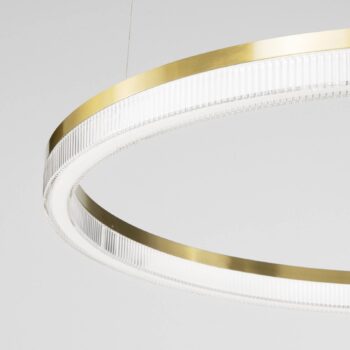 Ideal Lux LED závesná lampa Crown Ø 60 cm, kov mosadznej farby