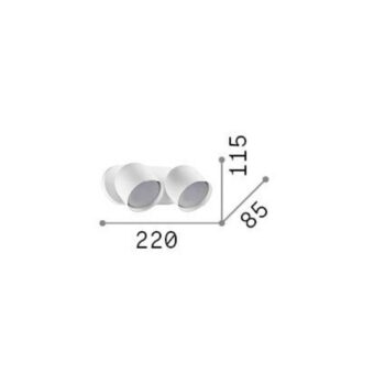 Ideal Lux nástenné svietidlo Dodo, biele, 2 svetlá, kovové Ø 8,5 cm