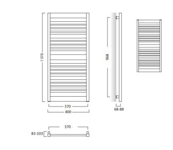 Instalprojekt - Kúpeľňový radiátor FRAME SLIM - Radiátory - Farebné prevedenie HL - Biela, Rozmer radiátora HL - 400 × 1078 mm, výkon 418 W RADFRAS401134