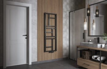Instalprojekt - Kúpeľňový radiátor MONDRIAN - Farba radiátora - Čierna, Pripojenie radiátora - Spodná centrálne pripojenie D50, Rozmer radiátora HL - 600 x 1740 mm, výkon 618 W RADMON601731SP