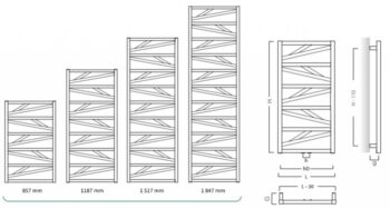Instalprojekt - Kúpeľňový radiátor TRICK - Pripojenie radiátora - Spodná pripojenie, Radiátory - Farebné prevedenie HL - Biela, Rozmer radiátora HL - 530 × 1847 mm, výkon 848 W RADTRK501835