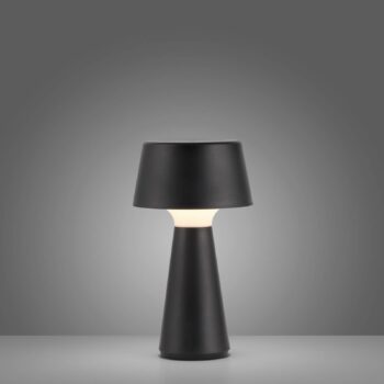 JUST LIGHT. Abera čierna plastová IP54 LED dobíjacia stolná lampa