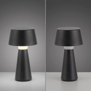 JUST LIGHT. Abera čierna plastová IP54 LED dobíjacia stolná lampa